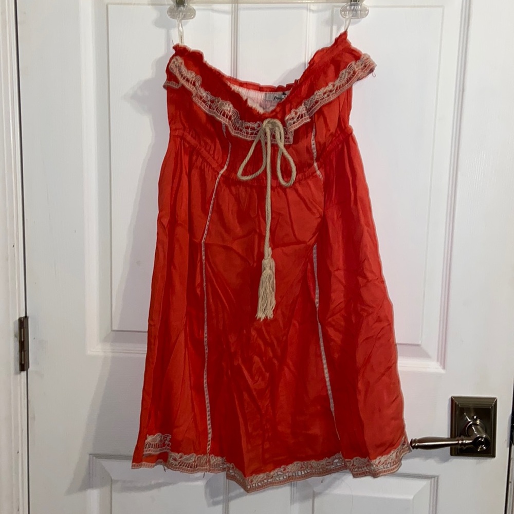 Papaya off the shoulder dress. Size: Large